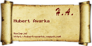 Hubert Avarka névjegykártya